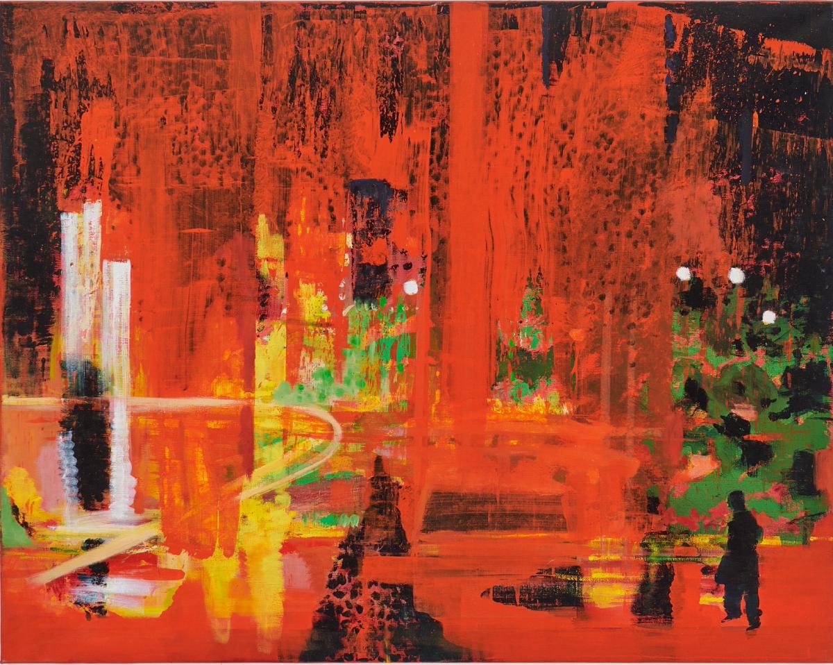 Hitzige Nacht,Öl auf Leinwand | 2015 | 115 x 145 cm, Stadtbild, Sommer Berlin. Die schöne 27. April, di Galerie 